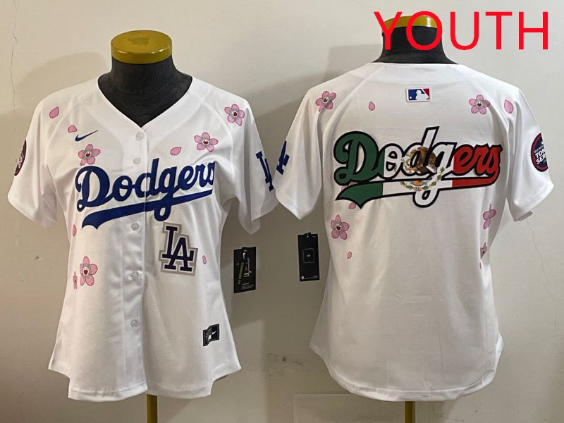 Youth Los Angeles Dodgers Blank White Sakura Edition 2025 Nike MLB Jersey style 12